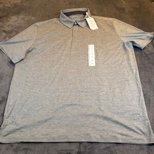 Stylus Mens XL Monument Gray Heathered Short Sleeve Snap Placket Polo Shirt NWT